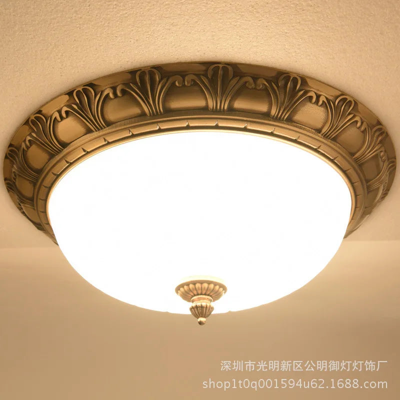 Afralia™ Classic Vintage Copper Ceiling Lamp with Round Glass Lampshade