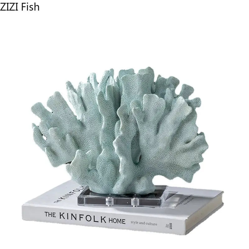 Afralia™ Coral Resin Statue Desk Decoration Modern Home Decor Ornaments