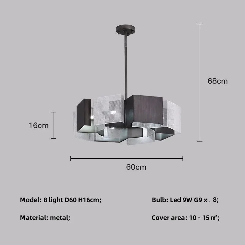 Afralia™ Black Metal Loft LED Chandelier: Modern Indoor Pendant Lamp Fixture Home Lighting