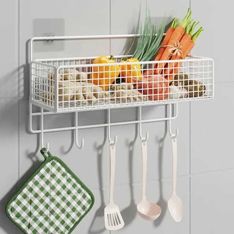 Afralia™ Bathroom & Kitchen Wall Shelf Organizer - Square Shampoo Storage Rack