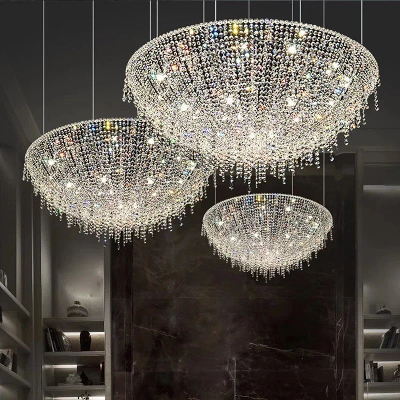 Afralia™ Luxury Crystal Chandelier Pendant Light Fixture for Elegant Living Room Lighting