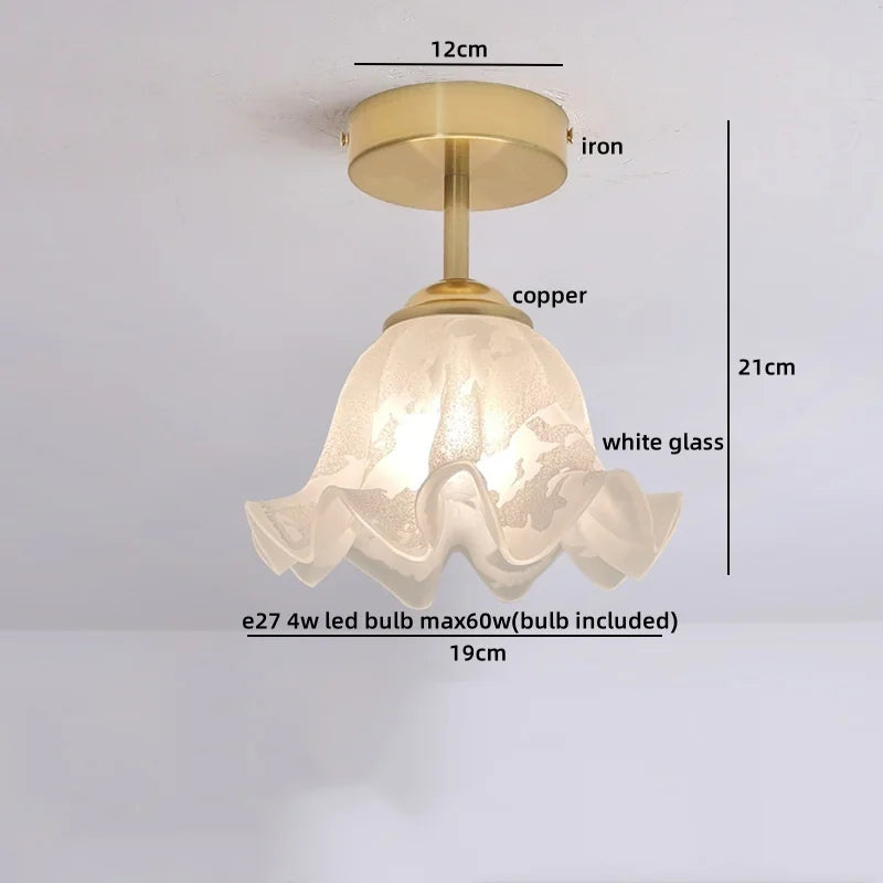 Afralia™ Copper Glass LED Ceiling Light for Indoor Balcony Kitchen Porch Decor