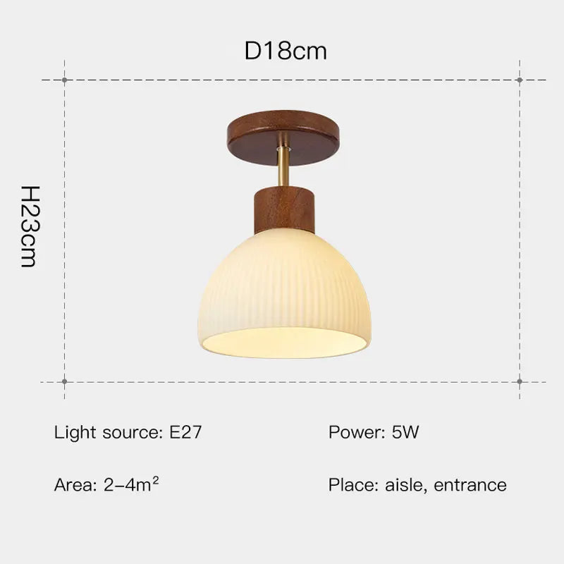 Afralia™ Coco Wood Glass LED Ceiling Chandelier for Aisle Corridor Balcony - Nordic Design