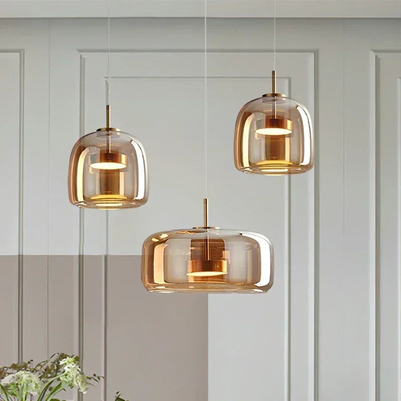 Afralia™ Nordic Glass Pendant Light for Dining Kitchen Bar Cafe Bedside Chandeliers