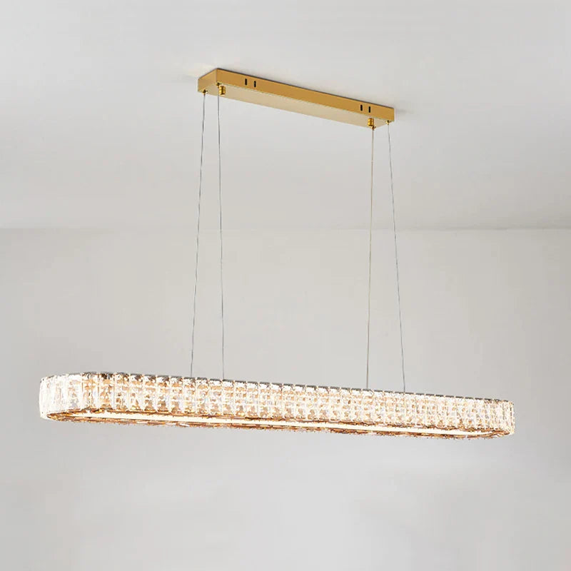 Afralia™ Gold LED Crystal Chandelier for Home Living Dining Room Lighting