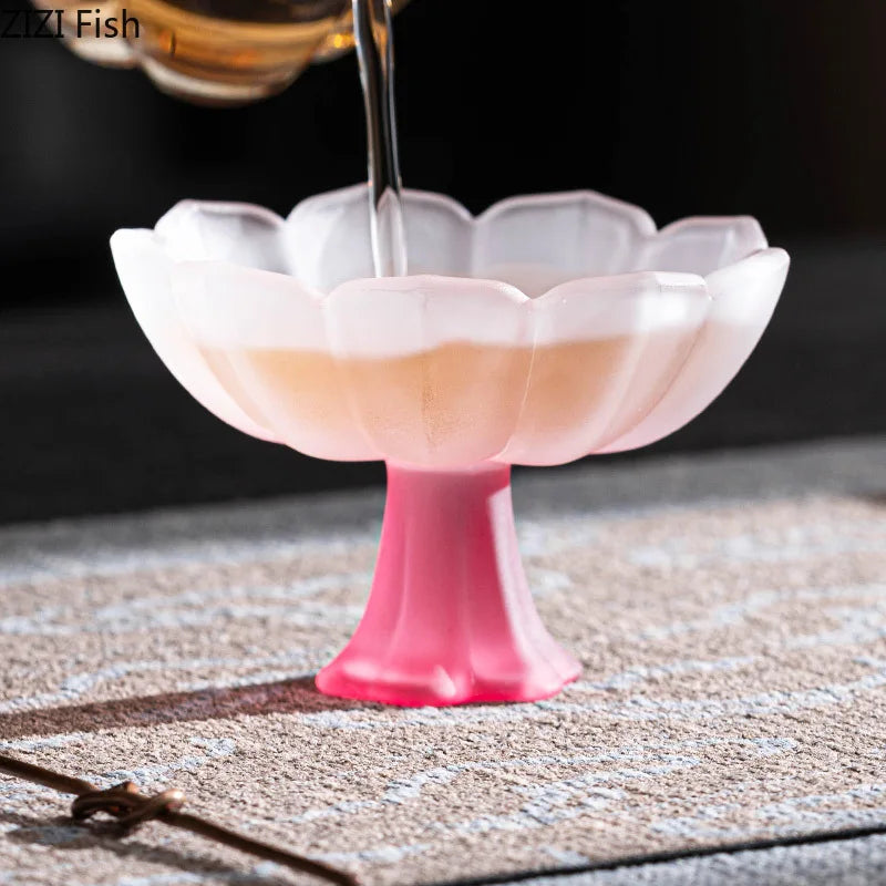 Afralia™ Lotus Flower Glass Tea Cups - Set of 2
