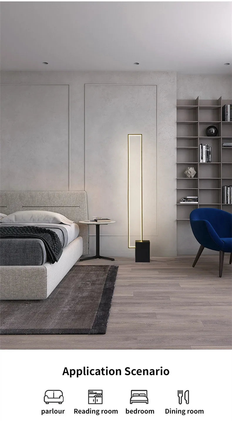 Afralia™ Geometric LED Floor Lamp Modern Dimmable Living Room Bedroom Decoration Light