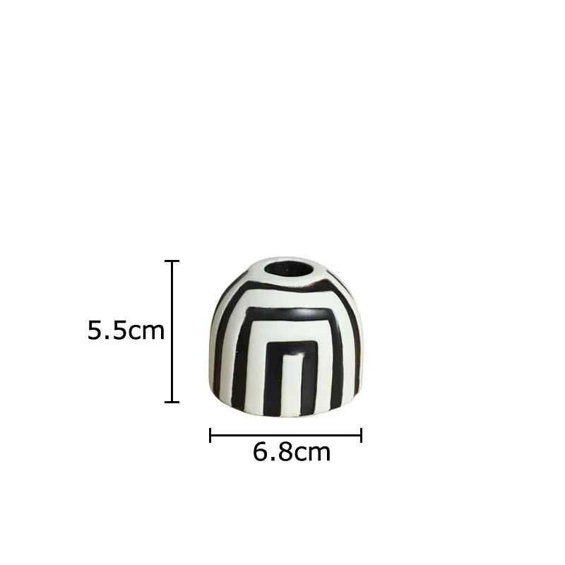 Afralia™ Ceramic Stripe Candle Holder Desk Decoration Wax Melt Burner Home Aroma Container