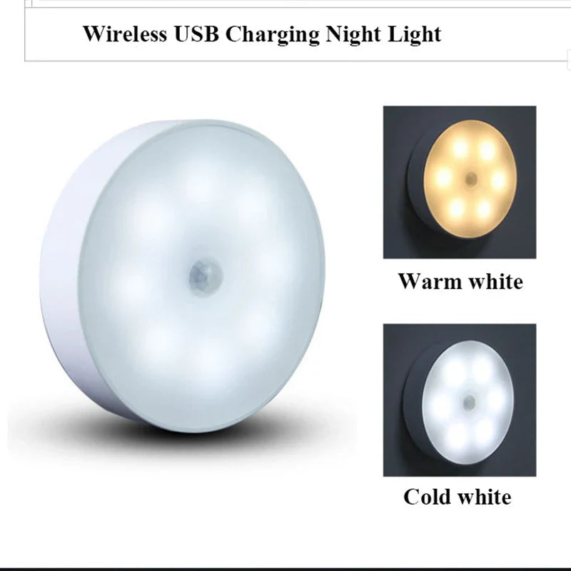 Afralia™ Motion Sensor LED Cabinet Night Light, Rechargeable USB, Wireless Wall Lamp