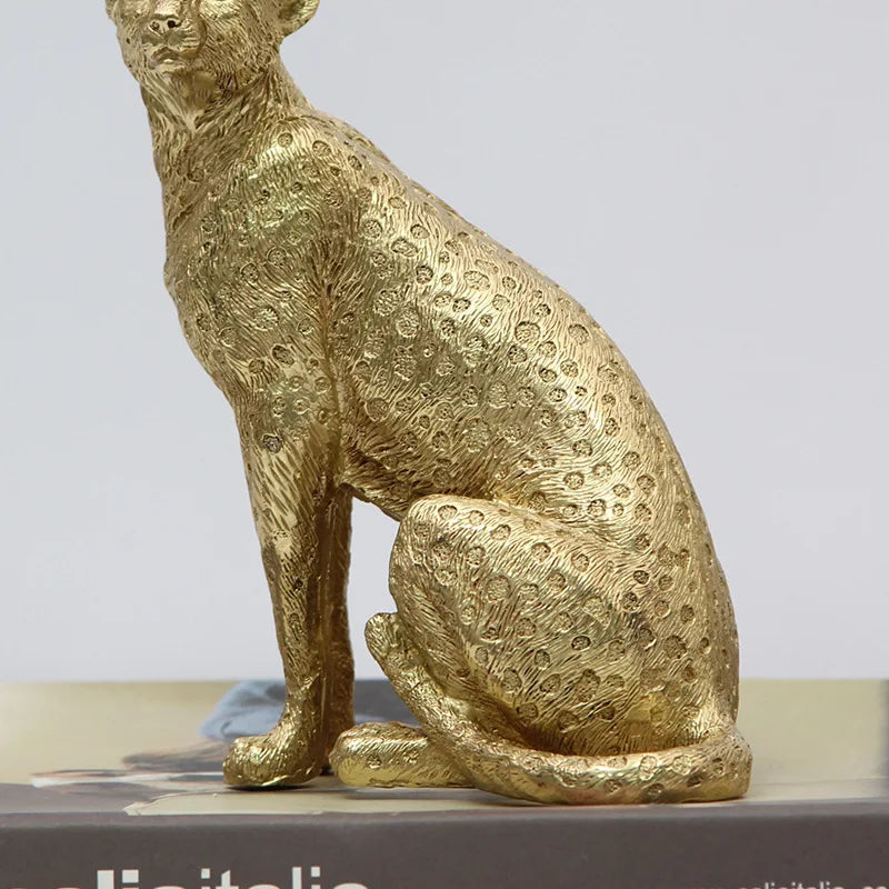 Afralia™ Leopard Print Cheetah Resin Crafts: Realistic Home Office Decor
