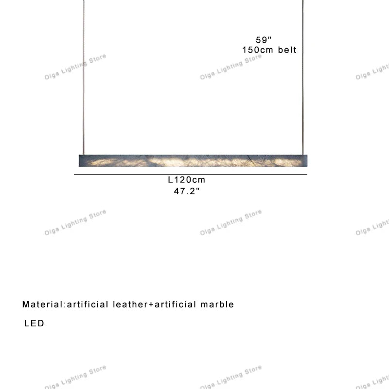 Afralia™ Marble Leather Ceiling Chandelier: Long Minimalist LED Lighting for Home, Office, Dining & Bar