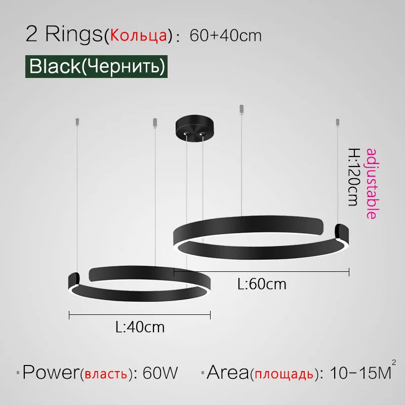 Afralia™ Nordic Ring LED Pendant Chandelier for Home Living Dining Kitchen Lighting
