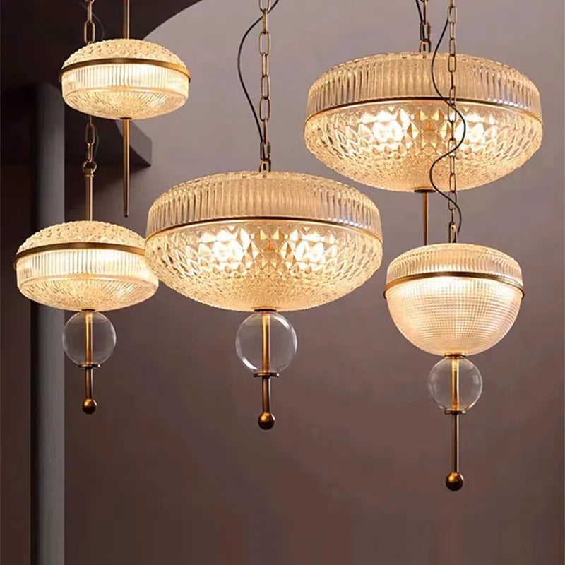 Afralia™ Yellow Glass Chandelier Pendant Lamp for Hotel, Parlor, Dining Room, Bedroom