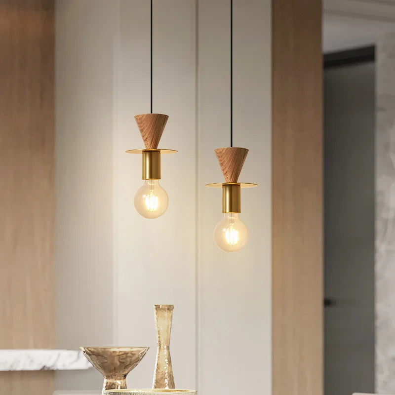 Afralia™ Modern Wood E27 Pendant Lights for Dining Room Kitchen Bar