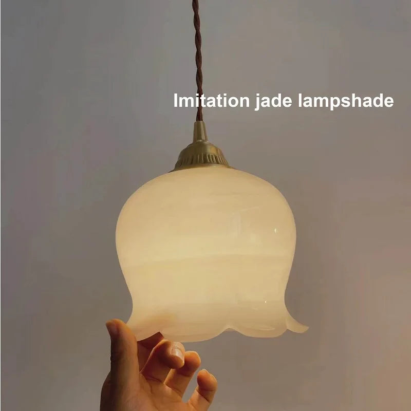 Afralia™ Exquisite Jade Orchid Chandelier: Elegant Decor for Bedside, Bar, or Porch