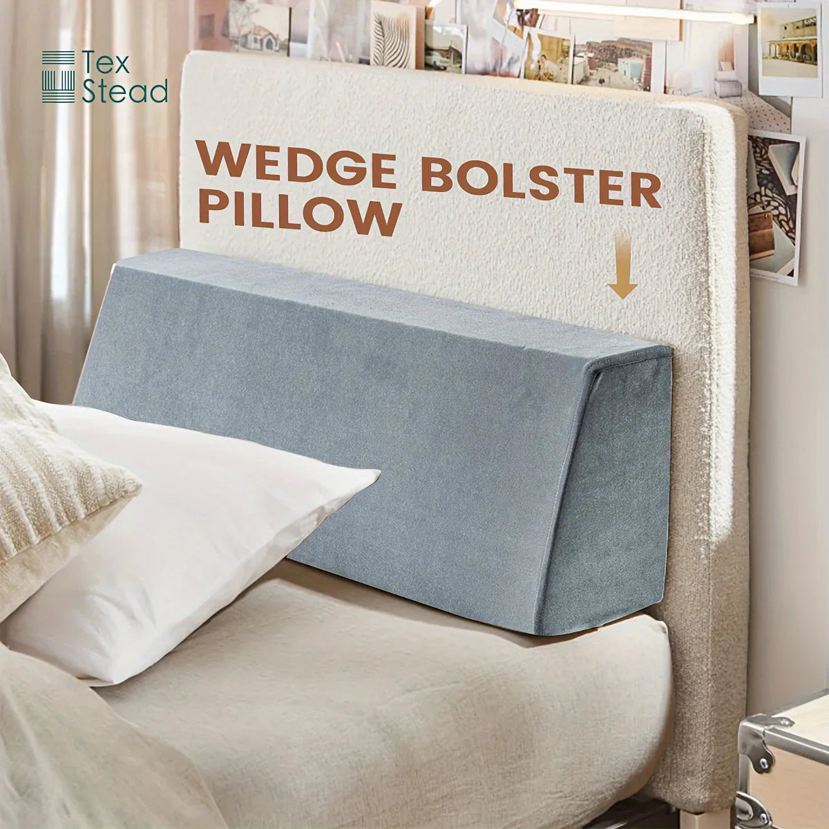 Afralia™ Memory Foam Wedge Bolster Pillow with Linen Case, Long Daybed Support Companion