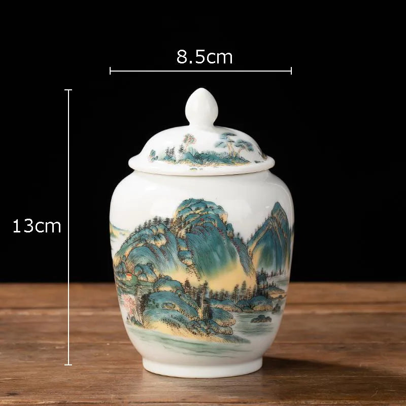 Afralia™ Blue White Porcelain Tea Canister Organizer Box Coffee Container Caddy Jar