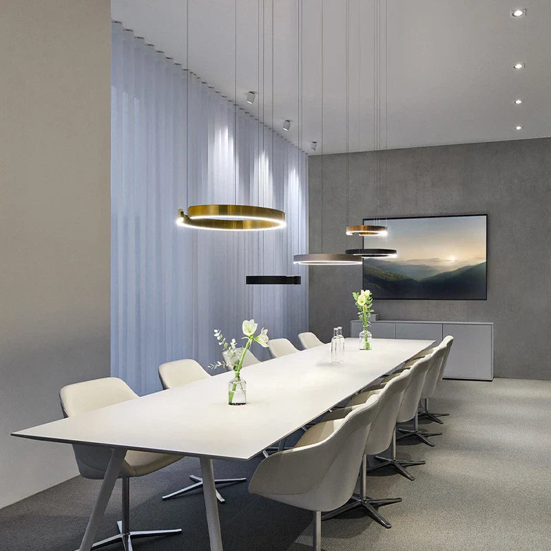 Afralia™ Modern LED Chandelier 4 Circle Pendant Lights Aluminum Gold Black 20-80cm