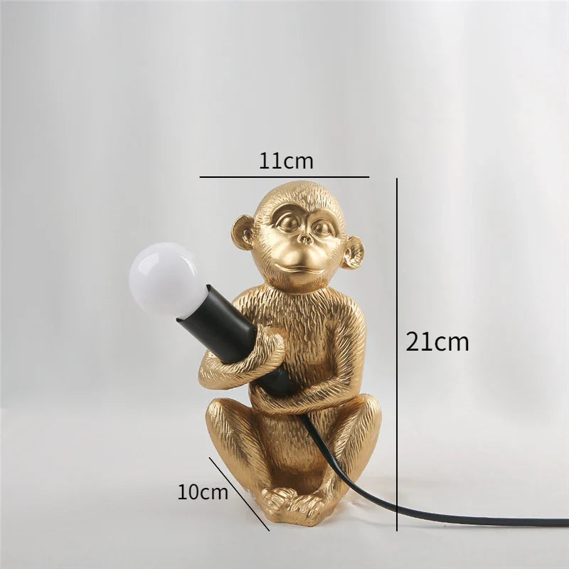 Afralia™ Monkey Resin Desk Lamp: Nordic Animal Decor for Bedroom, Children's Room, or Office