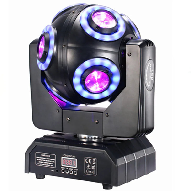 Afralia™ LED Moving Head Beam Light with RGBW Halo - 8x15W, DMX 512 Disco Stage Lighting