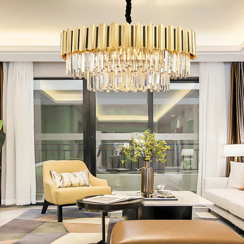 Afralia™ Gold Crystal LED Chandelier: Modern Luxe Lighting Fixture for Home Decor