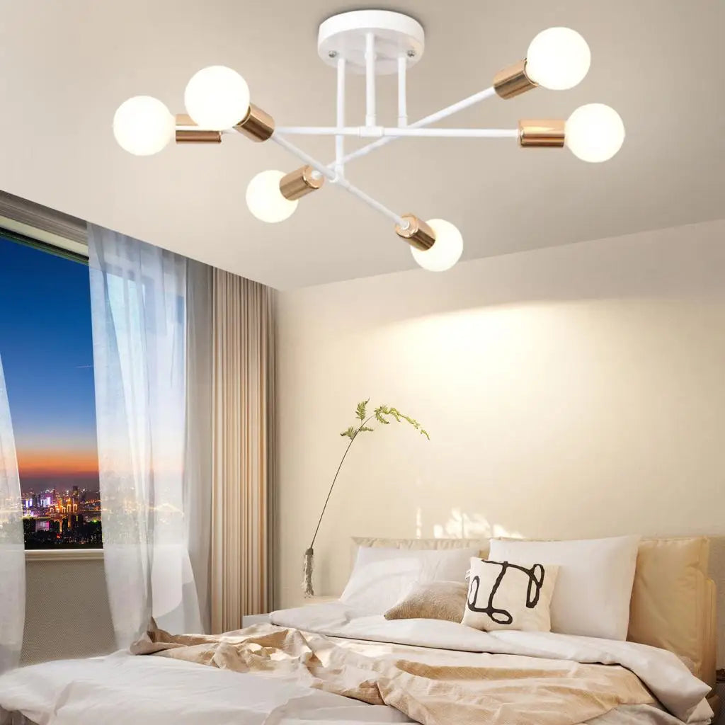 Afralia™ Vintage Wrought Iron Chandelier for Living Room - Industrial Loft Ceiling Lighting
