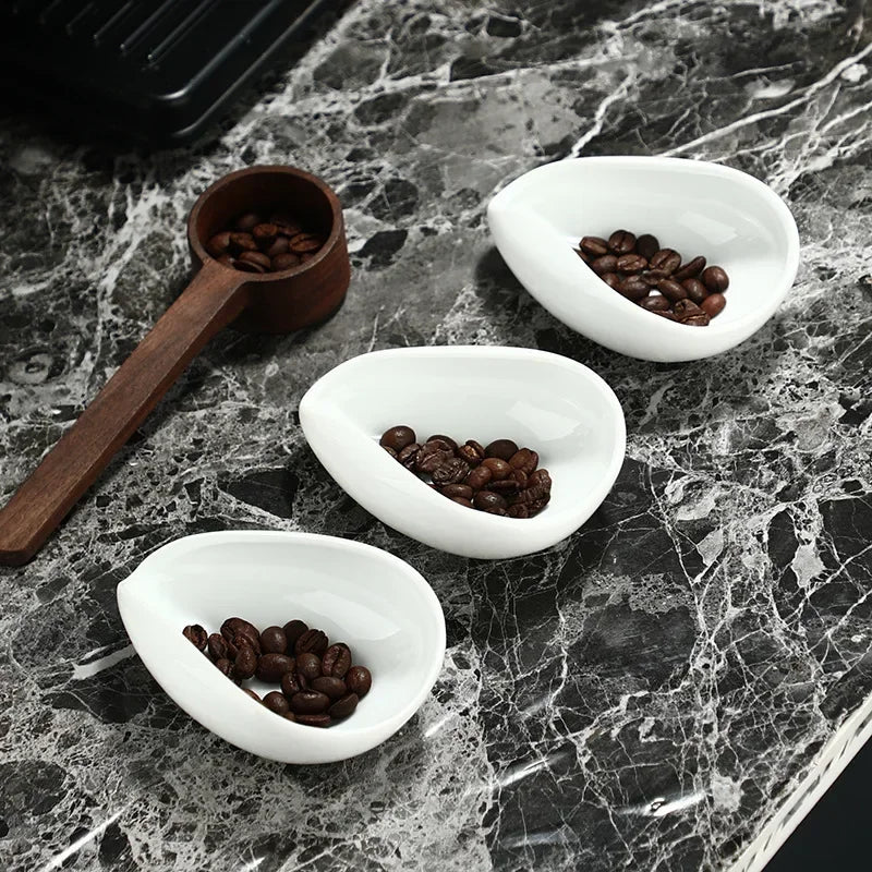 Afralia™ Ceramic White Dose Trays & Tea Spoon Set