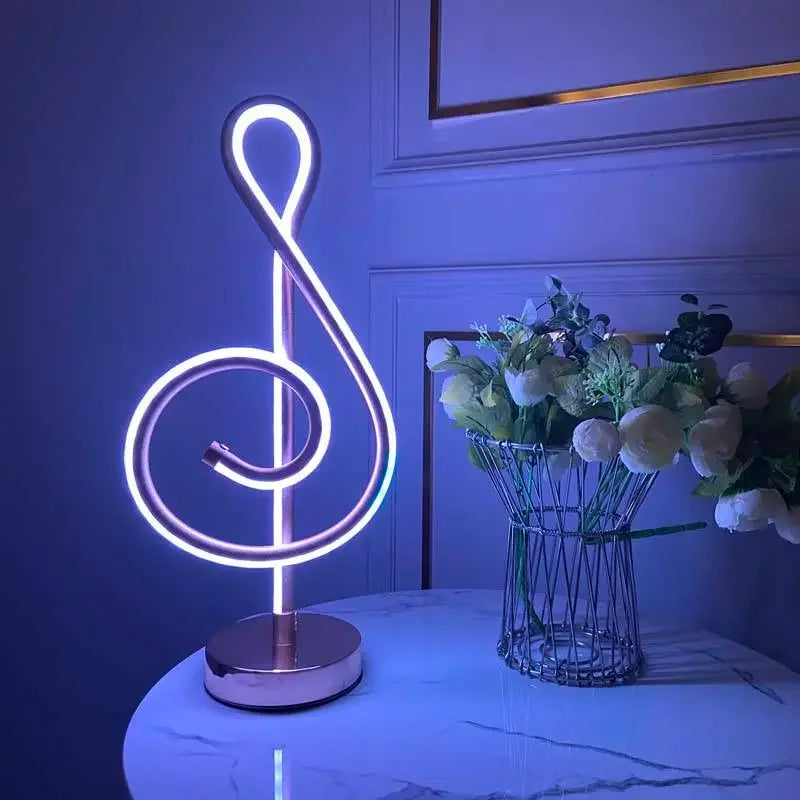 Afralia™ Musical Note RGB LED Night Light Desk Lamp