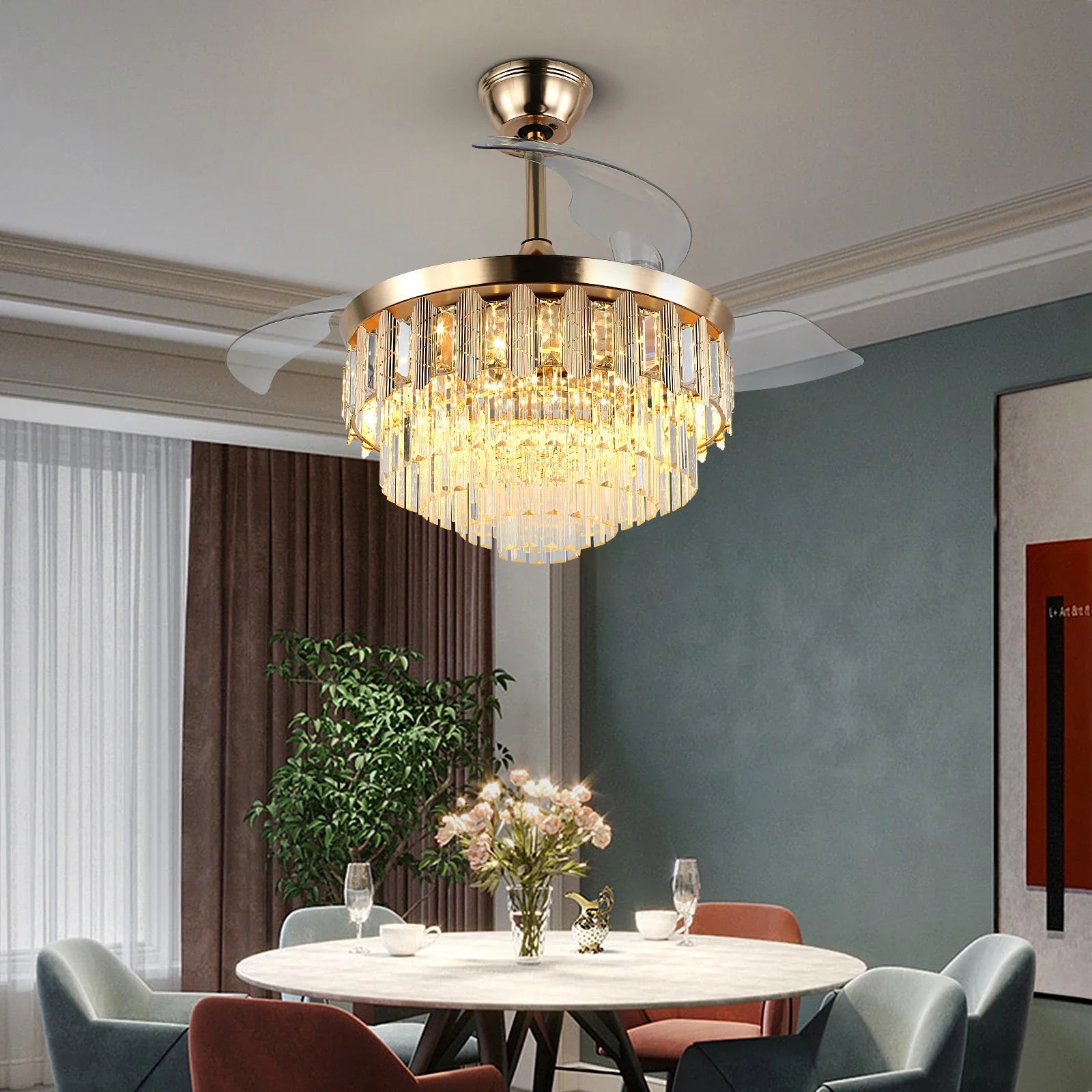 Afralia™ Smart LED Ceiling Fan with Remote Control - Reversible BLDC Fandelier