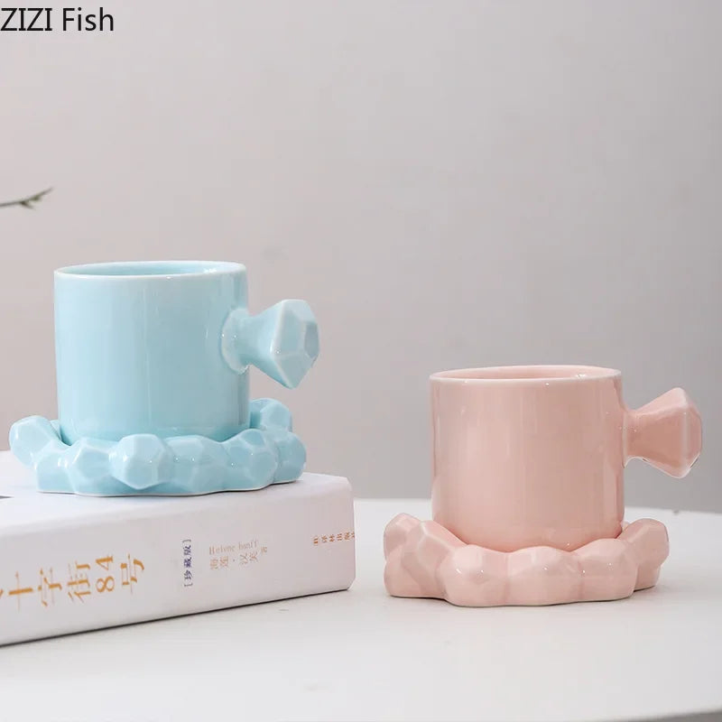 Afralia™ Diamond Porcelain Coffee Mug Set