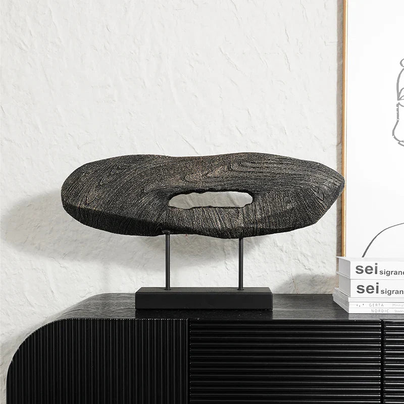 Afralia™ Tree Hole Resin Statue Wood-grain Decorative Figurines for Home Display