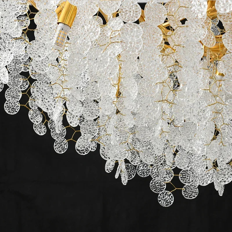 Afralia™ Gold Chandelier Glass Pendant Lamp for Home Decor - Modern Luxury Lighting