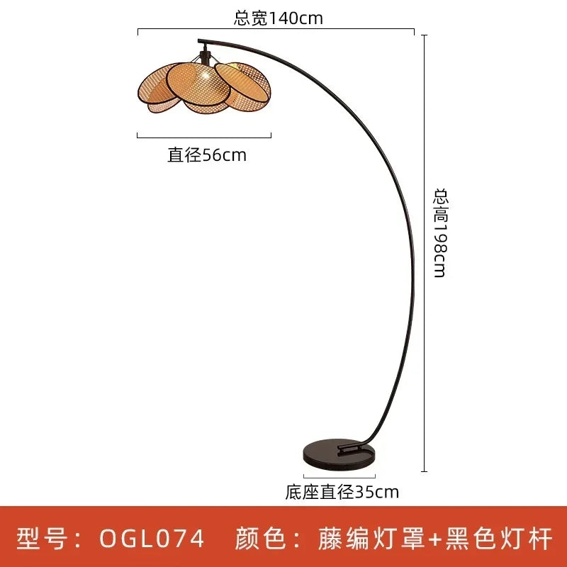 Afralia™ Wabi-sabi Rattan Weaving Petal Floor Lamp LED E27 for Living Room Villa