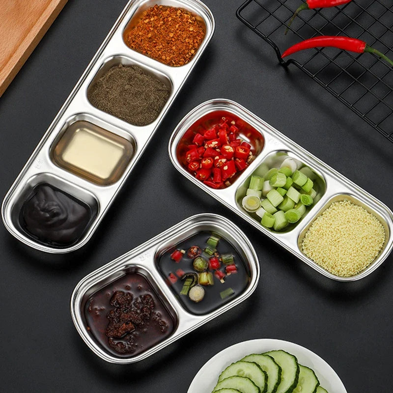 Afralia™ Stainless Steel Seasoning Dish Set - BBQ Restaurant Kitchen Accessory
