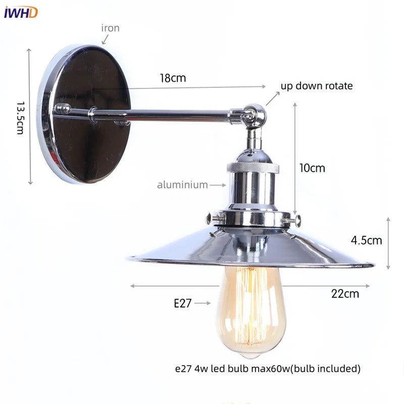 Afralia™ Vintage Industrial LED Wall Lights for Home Hotel Bathroom Stair Mirror Loft