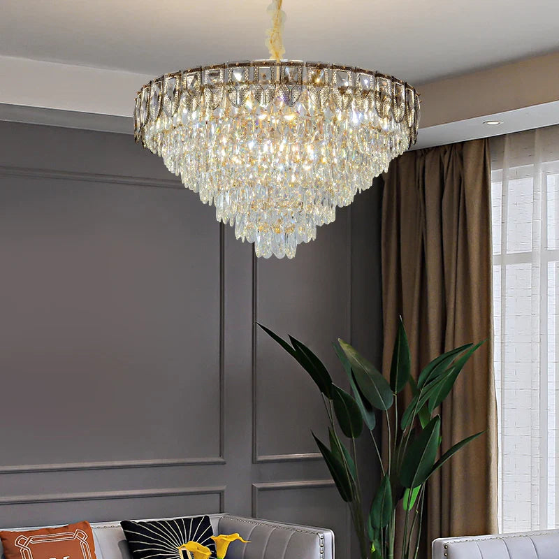 Afralia™ Crystal Chandelier LED Light Modern Luxury Designer for Main Living Room & Hotel