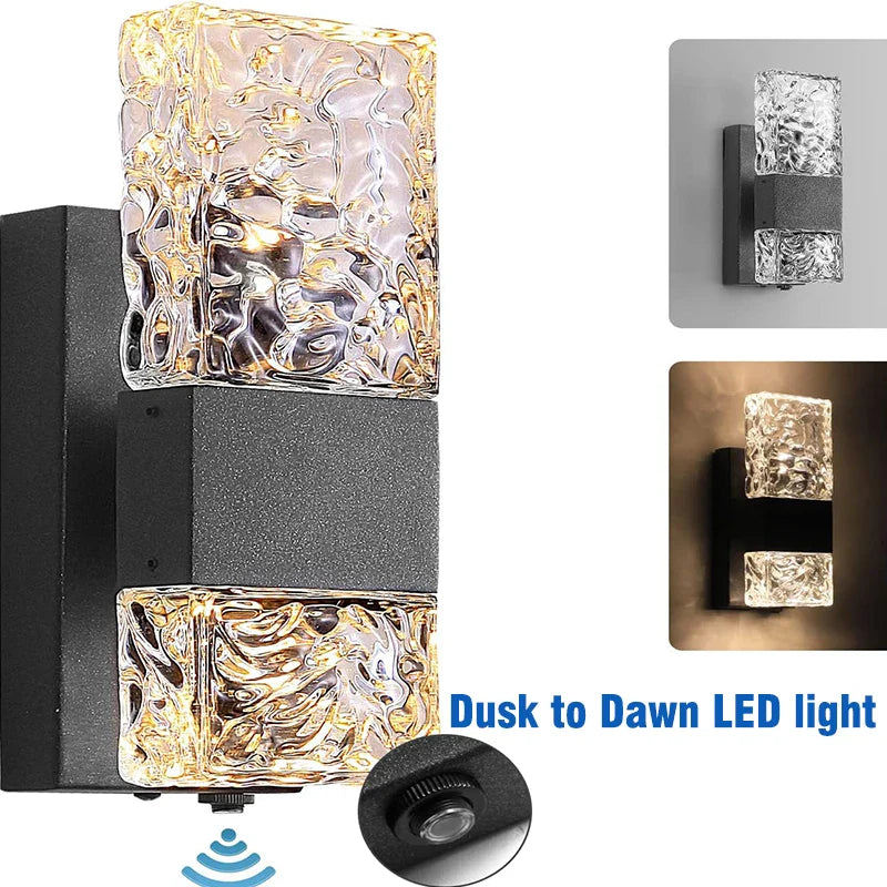 Afralia™ Outdoor LED Wall Light Dusk to Dawn Sensor Matte Black Waterproof Sconce