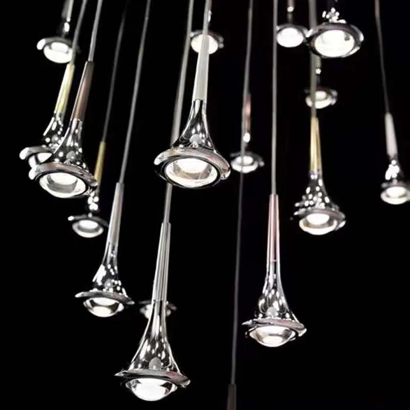 Afralia™ LED Rain Staircase Chandelier: Modern Nordic Design Indoor Lighting for Bar Island