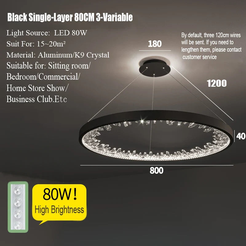 Afralia™ Modern Loft Crystal Chandelier LED Light for Villa Living Room and Bedroom