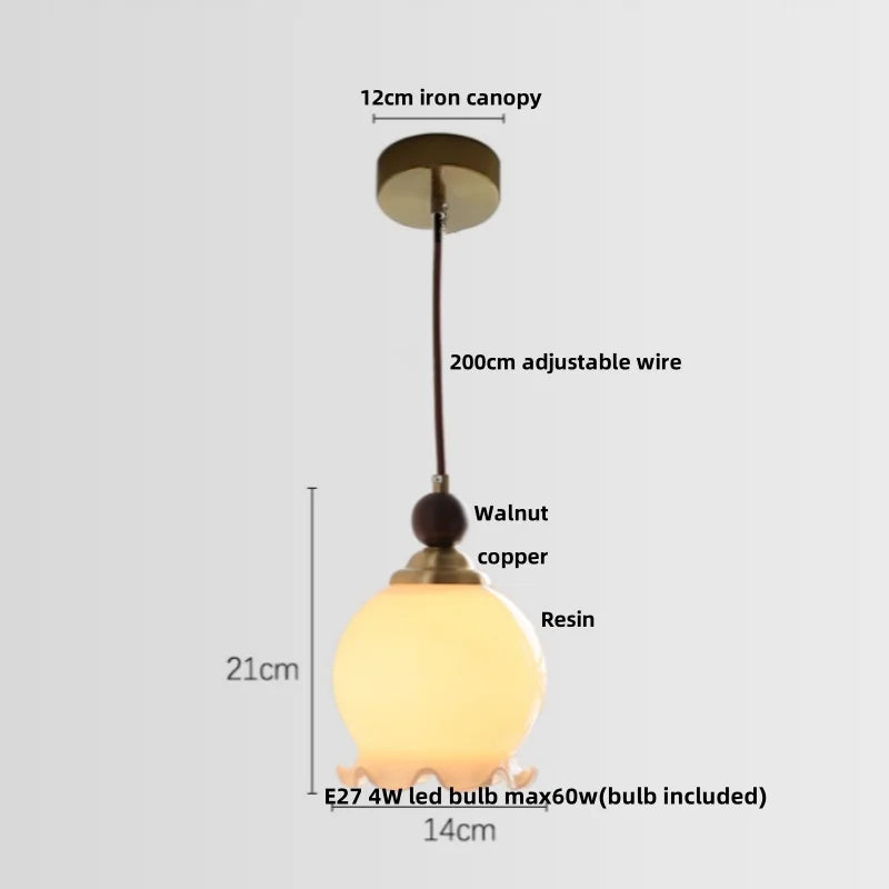 Afralia™ Walnut Wood Resin LED Pendant Lamp Adjustable for Modern Nordic Living Room