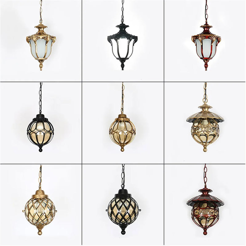 Afralia™ Outdoor Glass Pendant Light Fixture E27 Hanging Lantern for Porch