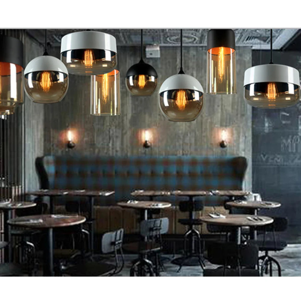 Afralia™ Glass Shade Pendant Light, Industrial Kitchen Restaurant Decor Lighting