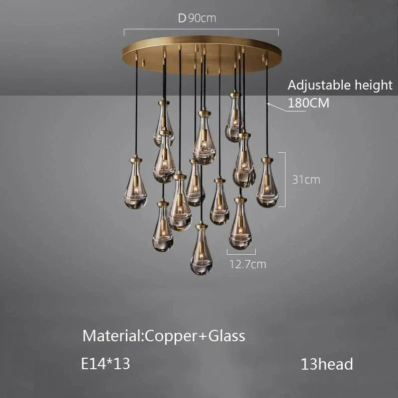 Afralia™ Waterdrop Glass Pendant Light: Modern LED, Lobby Accent for Home, Hotel, Staircase Decor