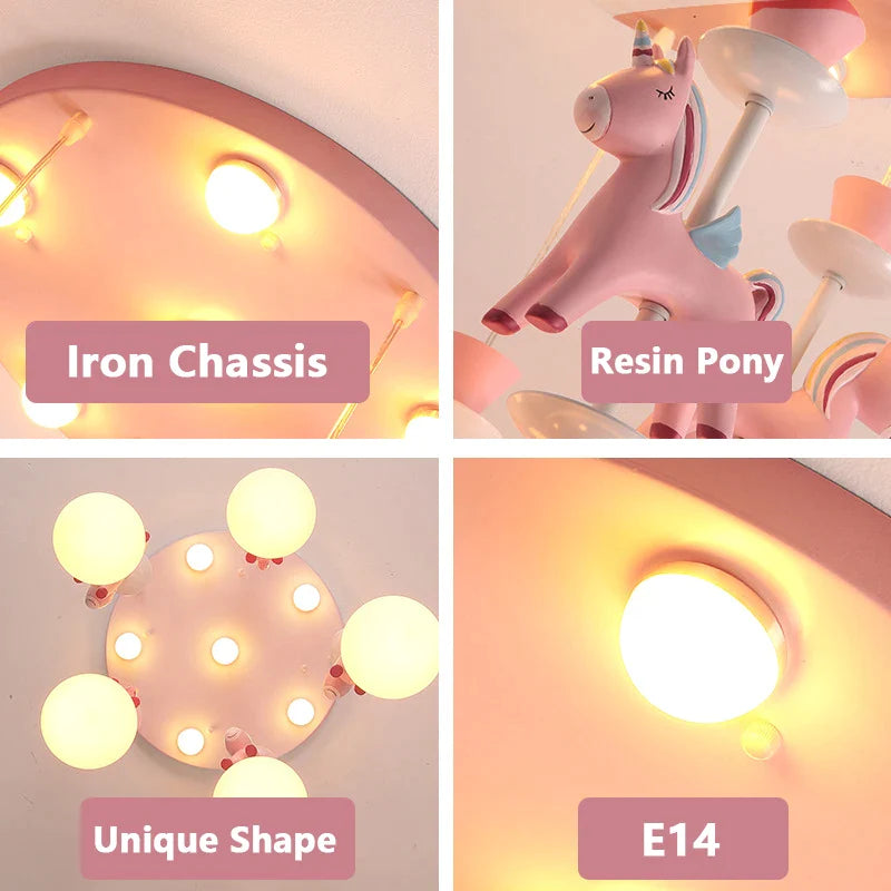 Afralia™ Kids Dream Carousel Chandelier: Modern, Creative & Cute Bedroom Pendant Light