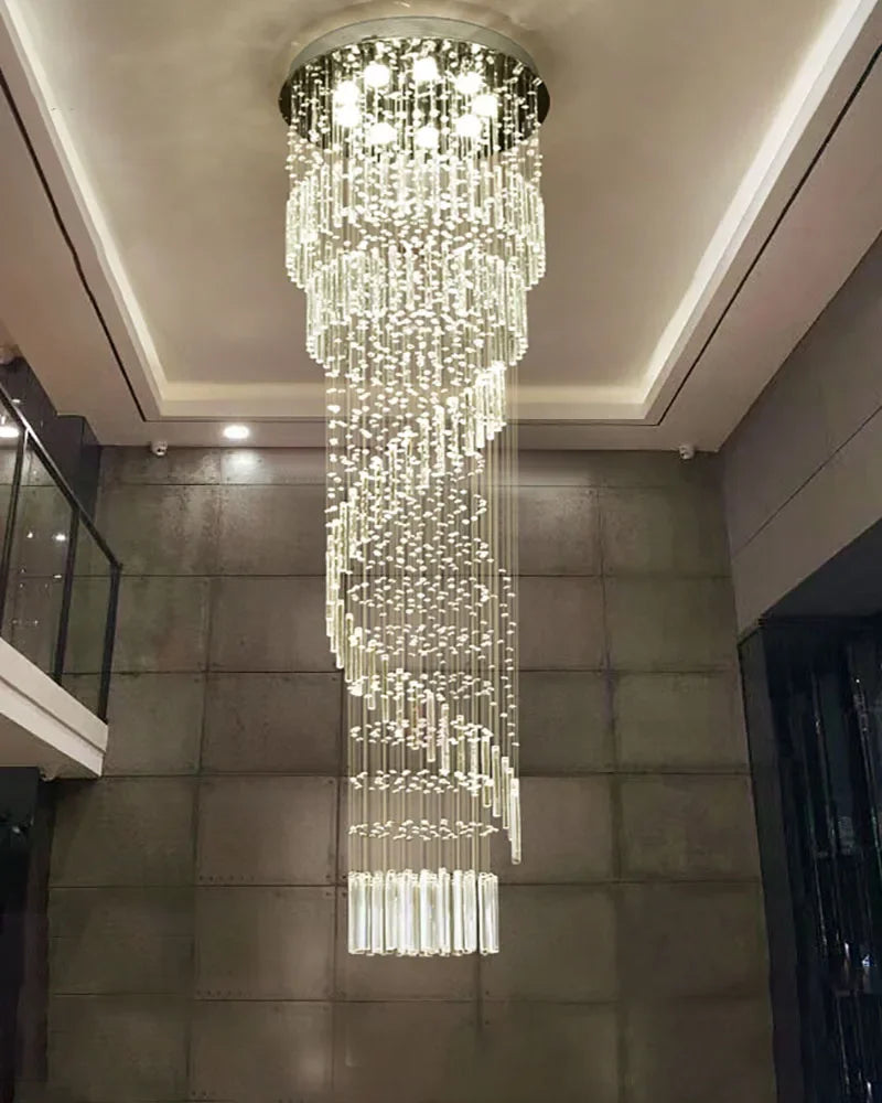 Afralia™ Spiral Ladder LED Chandelier - Luxury Modern Staircase Pendant Lights