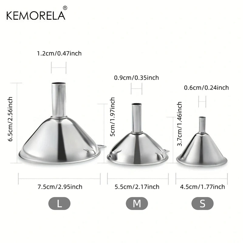 Afralia™ Stainless Steel Kitchen Funnel Set - 3-Piece Oil Spill Dispenser and Drain Tool