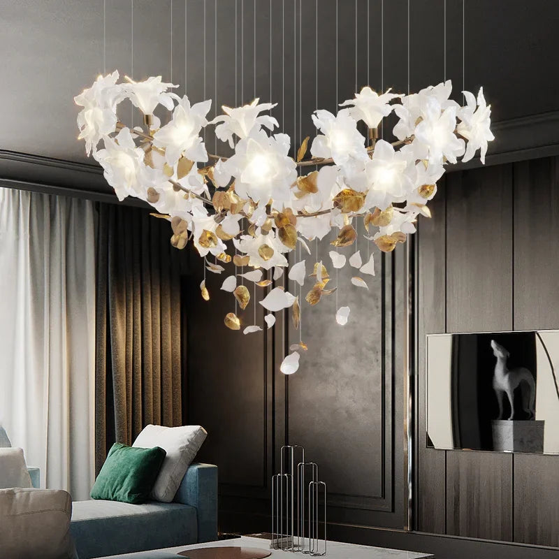 Afralia™ Crystal Flower Luxury Chandelier for Home Decor