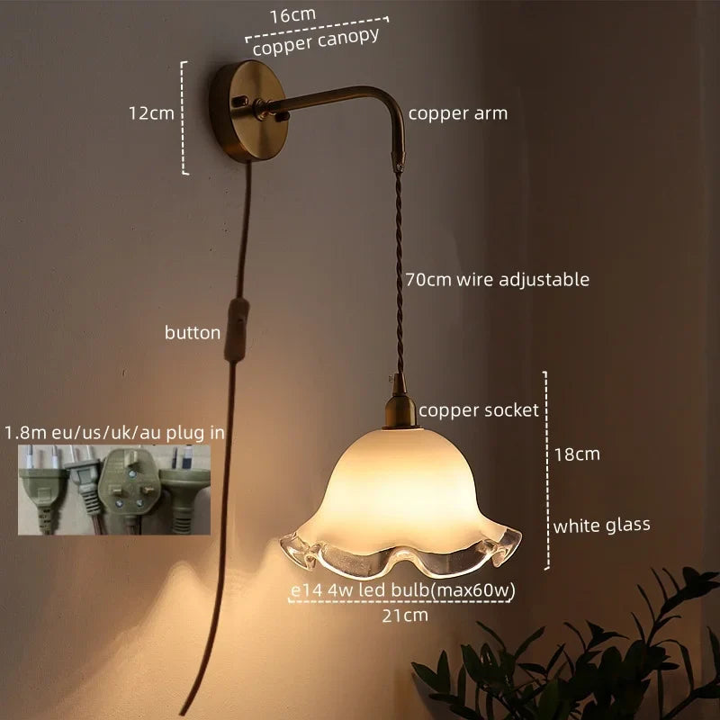 Afralia™ LED Copper Wall Light: Modern Nordic Interior Lamp for Bedroom, Bathroom, and Balcony