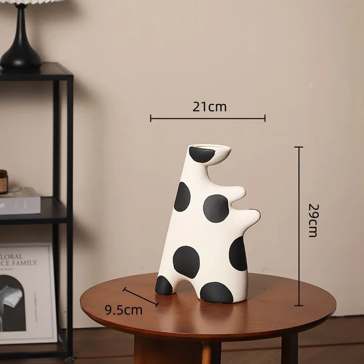 Afralia™ Polka Dot Geometric Vase: Handmade Ceramic Flowerpot Home Decor