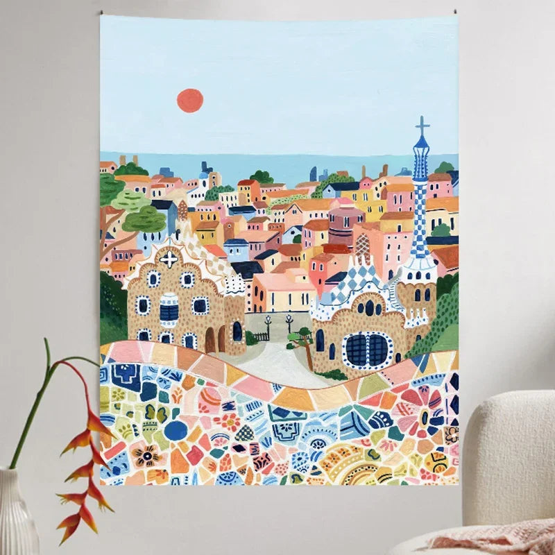 Afralia™ Travel Landscape Tapestry: Nordic Bedroom & Restaurant Wall Hanging Art